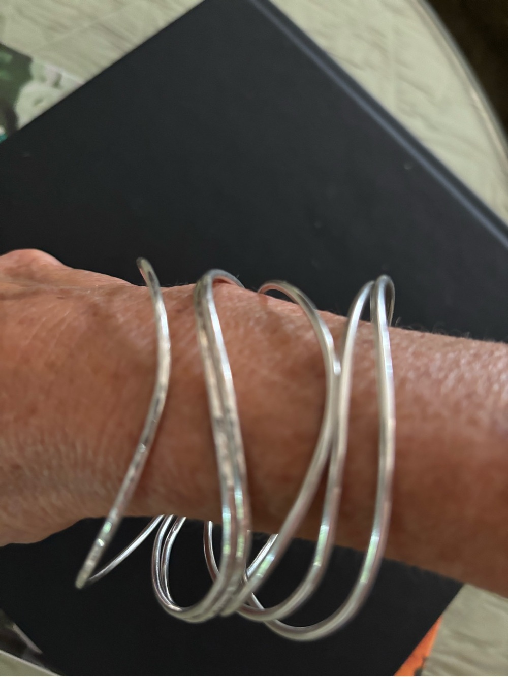 Six Sterling Silver Bangles / Bracelet Handmade